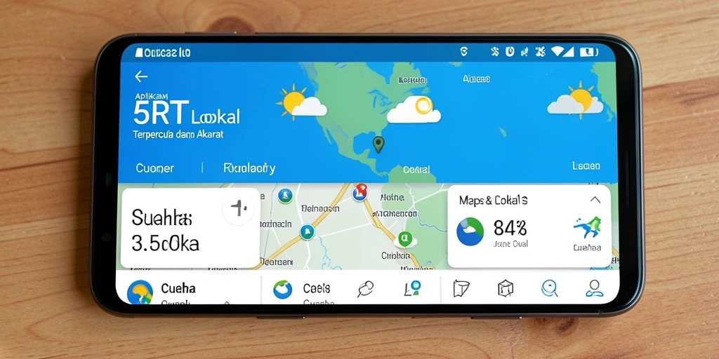 Antarmuka aplikasi 5RT yang menampilkan informasi cuaca lokal.