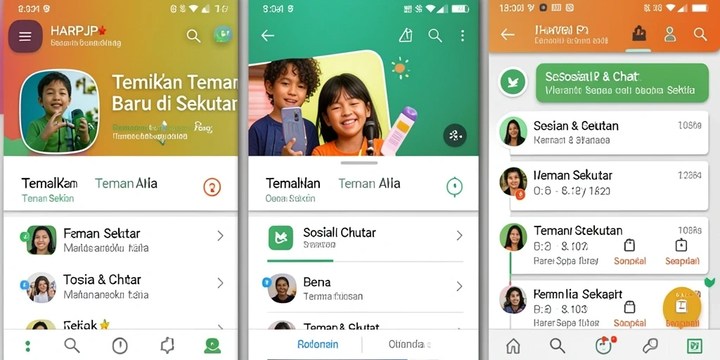 Tampilan antarmuka aplikasi HARAPJP yang ramah pengguna untuk Teman Sekitar.