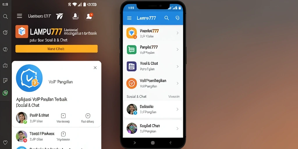 Antarmuka aplikasi LAMPU777 untuk VoIP Panggilan yang mudah digunakan.