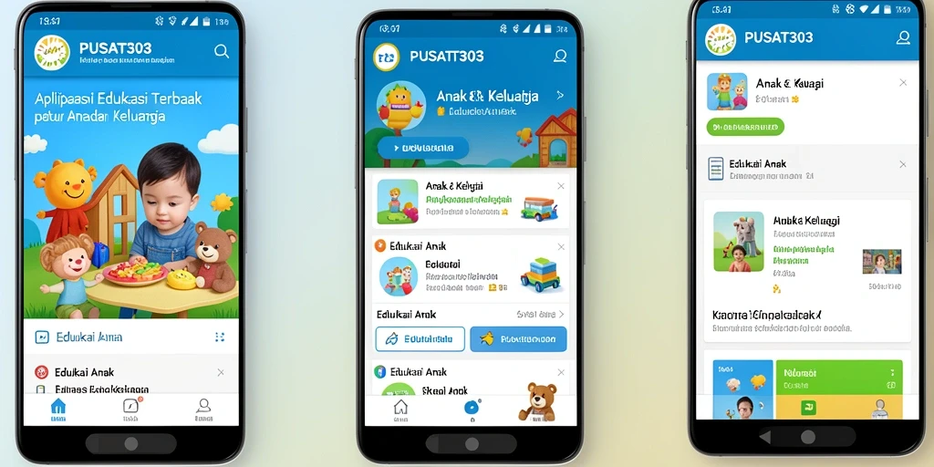 Tampilan aplikasi PUSAT303 yang ramah anak dan edukatif.