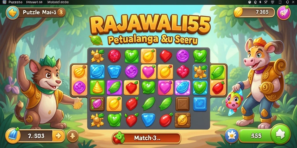 Antarmuka menarik dengan permainan puzzle seru.