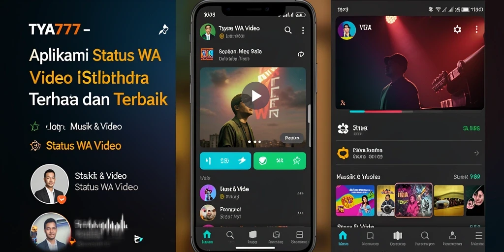 Tampilan antarmuka TYA777 dengan koleksi status video yang beragam.